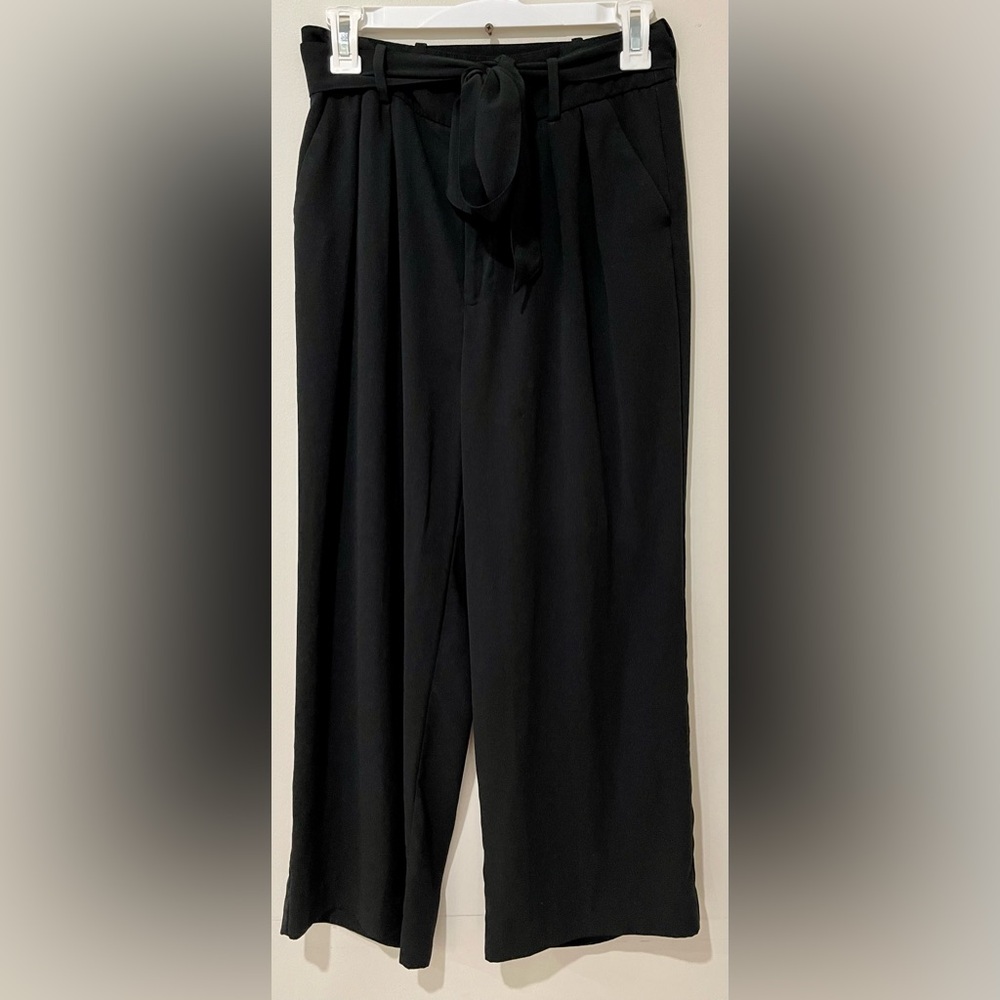 A New Day Flowy Black Ankle Wide Leg Trousers